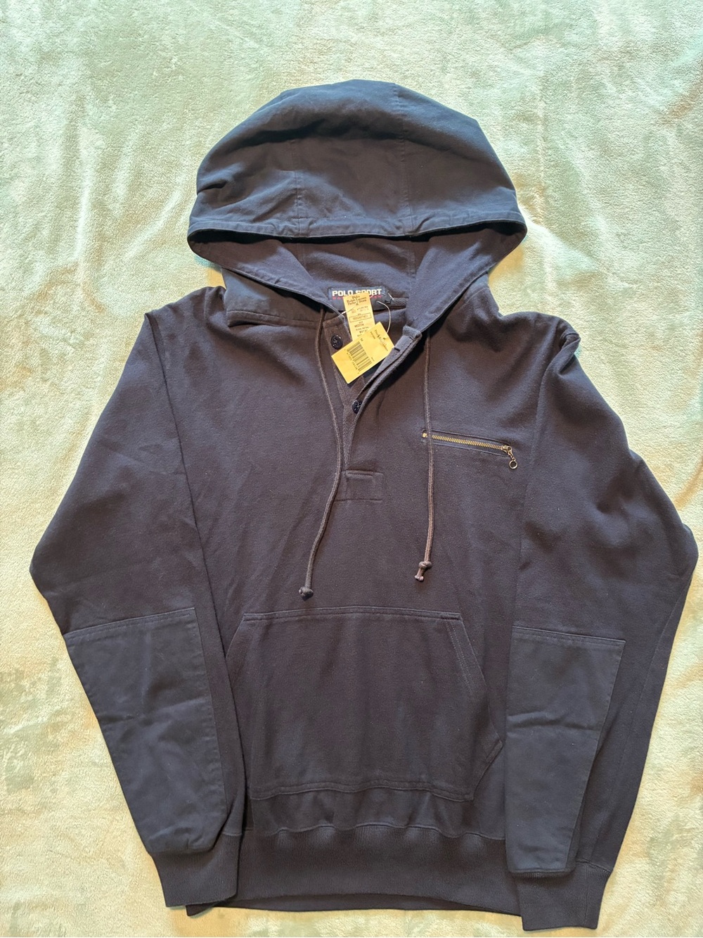 Polo by Ralph Lauren Navy Pullover Hoodie with Zip Chest Pocket